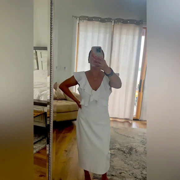 Antonio Melani Dresses | Elegant White Ruffle Dress Antonio Melani Size L Nwt | Color: White | Size: L | Veritoandre's Closet Antonio Melani Dresses | Elegant White Ruffle Dress Antonio Melani Size L Nwt | Color: White | Size: L | Veritoandre's Closet